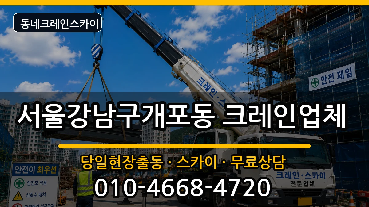 서울강남구개포동 크레인 장비 처리 안내 이미지 1